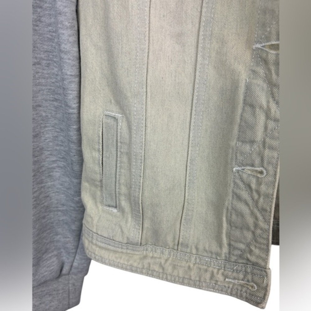 Allegra K Women’s Jean Jacket with Soft Cotton Sleeves & Hood Size S Acid Wash - Picture 5 of 14